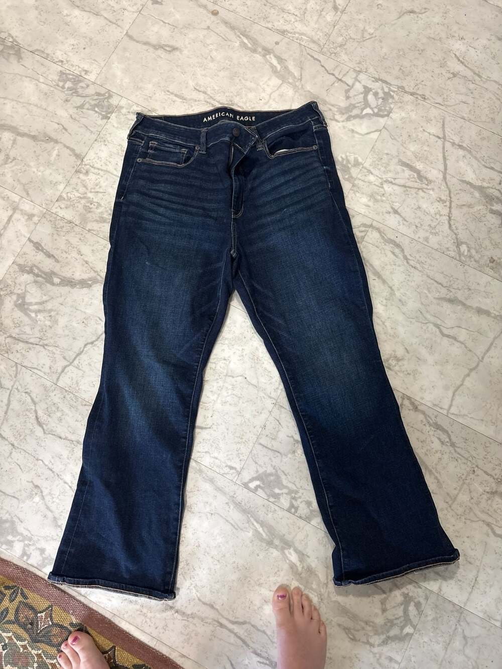 American Eagle High-Rise Skinny Kick Jeans Size 14 X-Short Dark Wash